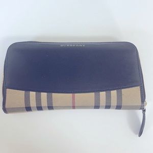 Burberry Multicolor  & Leather Zip around Wallet